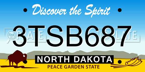 3TSB687 North Dakota License Plate