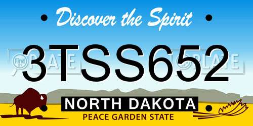 3TSS652 North Dakota License Plate