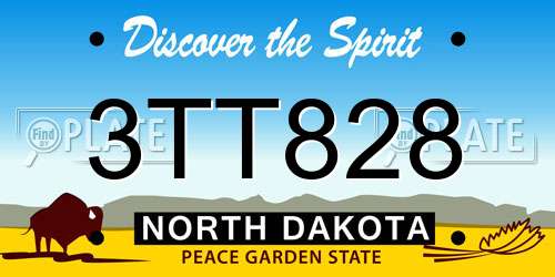 3TT828 North Dakota License Plate
