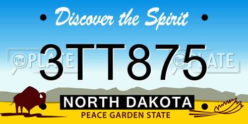 3TT875 North Dakota License Plate