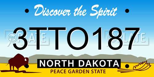 3TTO187 North Dakota License Plate