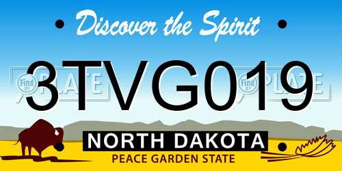 3TVG019 North Dakota License Plate