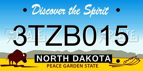 3TZB015 North Dakota License Plate