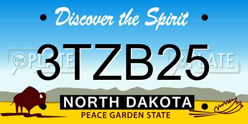 3TZB25 North Dakota License Plate