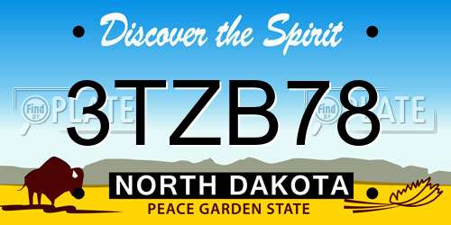 3TZB78 North Dakota License Plate