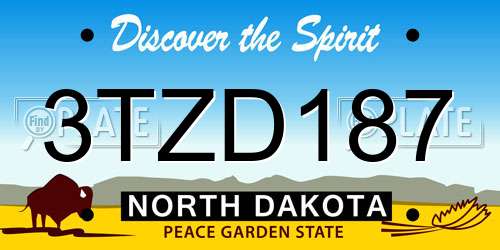 3TZD187 North Dakota License Plate
