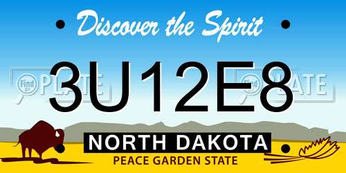 3U12E8 North Dakota License Plate