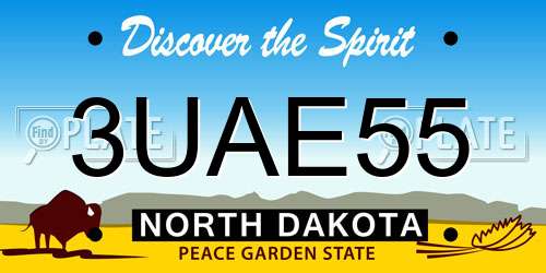 3UAE55 North Dakota License Plate