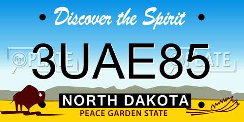3UAE85 North Dakota License Plate