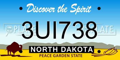 3UI738 North Dakota License Plate