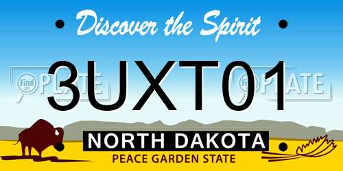 3UXT01 North Dakota License Plate
