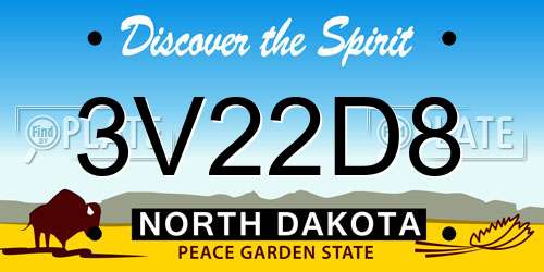 3V22D8 North Dakota License Plate
