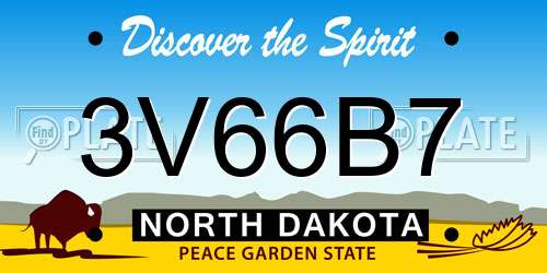 3V66B7 North Dakota License Plate