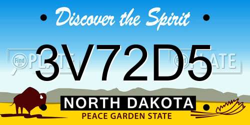 3V72D5 North Dakota License Plate