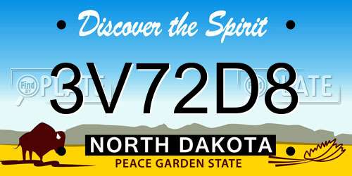 3V72D8 North Dakota License Plate