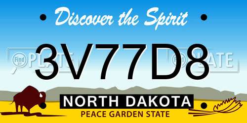 3V77D8 North Dakota License Plate