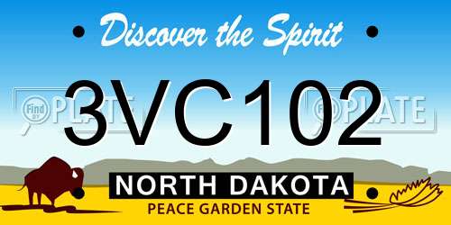 3VC102 North Dakota License Plate
