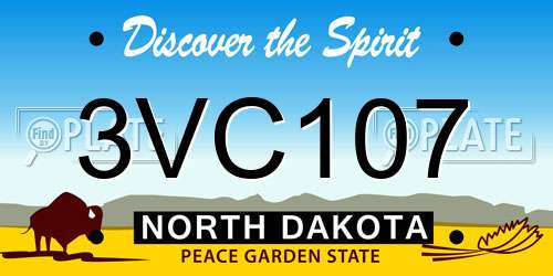 3VC107 North Dakota License Plate