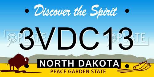 3VDC13 North Dakota License Plate