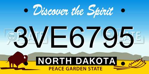 3VE6795 North Dakota License Plate