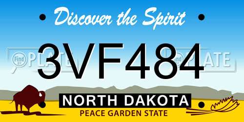 3VF484 North Dakota License Plate