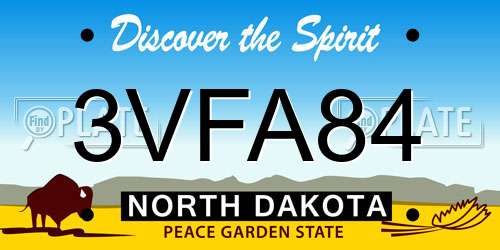 3VFA84 North Dakota License Plate