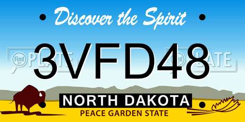 3VFD48 North Dakota License Plate