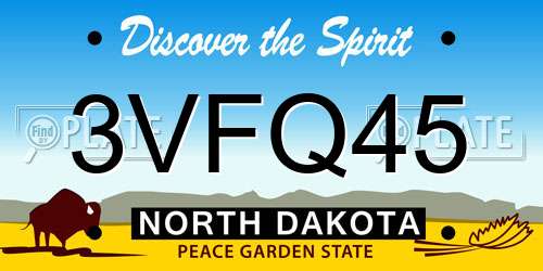 3VFQ45 North Dakota License Plate