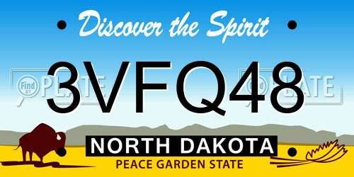 3VFQ48 North Dakota License Plate
