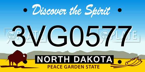 3VG0577 North Dakota License Plate