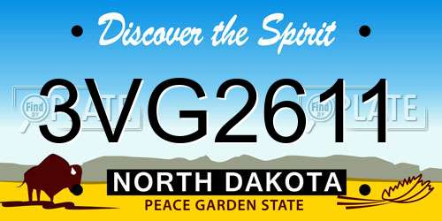 3VG2611 North Dakota License Plate