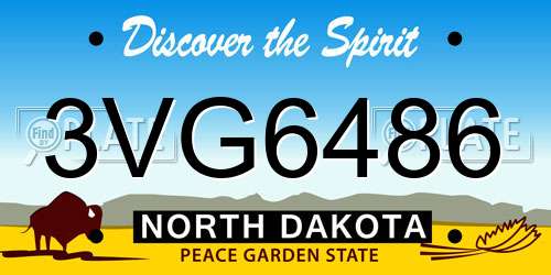 3VG6486 North Dakota License Plate