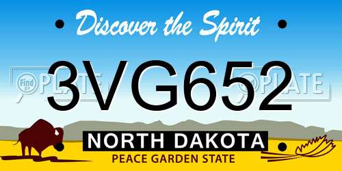 3VG652 North Dakota License Plate