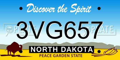 3VG657 North Dakota License Plate