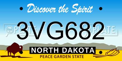 3VG682 North Dakota License Plate