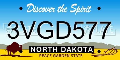 3VGD577 North Dakota License Plate