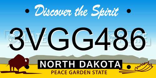 3VGG486 North Dakota License Plate