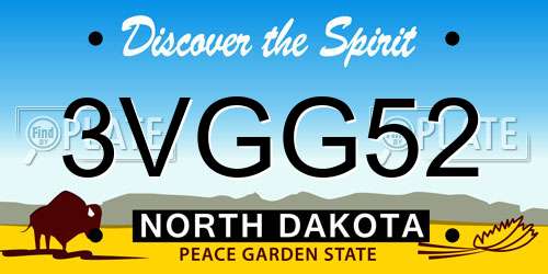 3VGG52 North Dakota License Plate