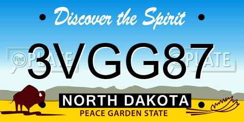 3VGG87 North Dakota License Plate