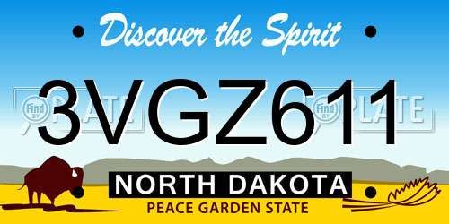 3VGZ611 North Dakota License Plate