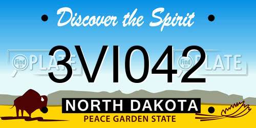 3VI042 North Dakota License Plate
