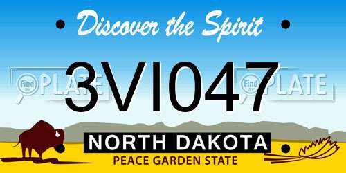 3VI047 North Dakota License Plate