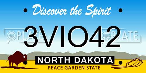 3VIO42 North Dakota License Plate
