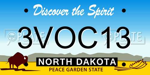 3VOC13 North Dakota License Plate