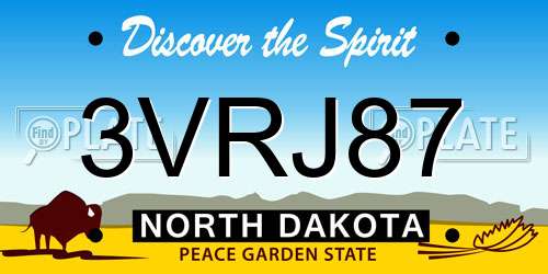 3VRJ87 North Dakota License Plate