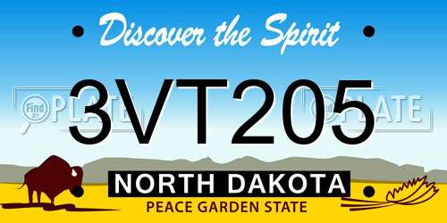 3VT205 North Dakota License Plate