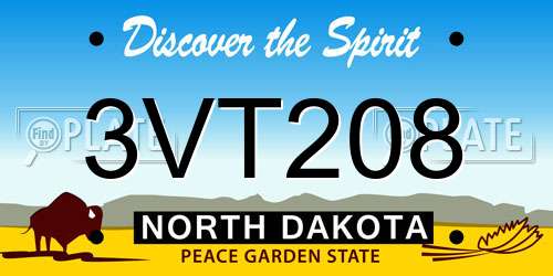 3VT208 North Dakota License Plate