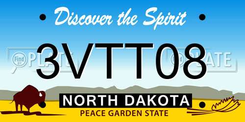 3VTT08 North Dakota License Plate