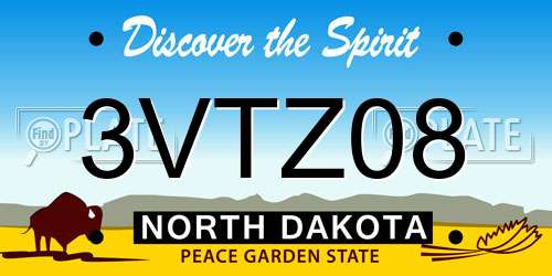 3VTZ08 North Dakota License Plate