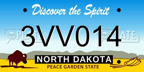 3VV014 North Dakota License Plate